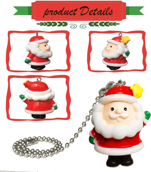 12 inch Ceiling Fan Pull Chain Father Christmas Charm Pendant Ceiling Fan Danglers Fan Pulls Chain Extender with Ball Chain Connector for Ceiling ...