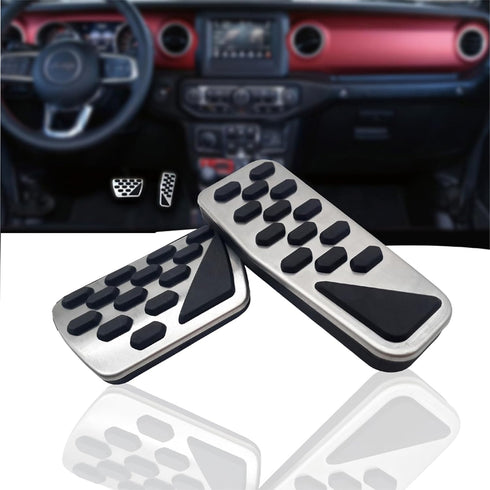 Non-Slip Foot Pedal Pads Compatible with Wrangler JL 2018-up/Gladiator 2019-up,at No Drilling Aluminum Brake and Accelerator Pedal Covers...