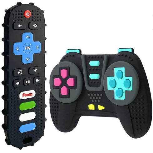 Silicone Remote Control and Game Controller Teething Toys for Baby 3 Months and Up,Sensory Teether Toys for Toddler Boy and Girl...