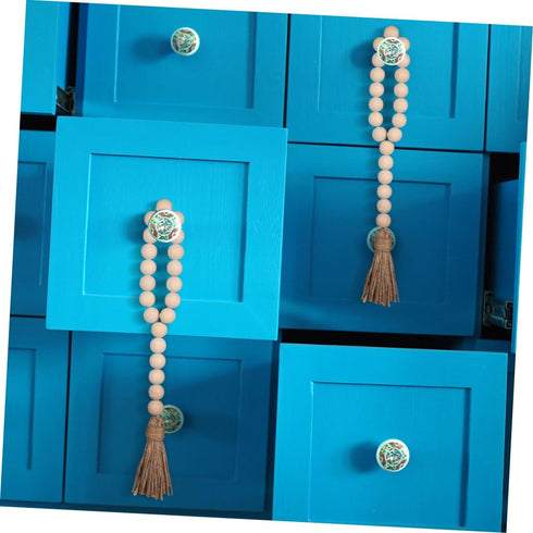 Garneck Wood Bead Garland,Farmhouse Tassels Beads, Rustic Country Decor Prayer Beads for Home Door Knob Christmas Decoration (1 Pack) (1pack) (3pa...
