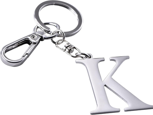 Initial Letter Key chain Silver for Men Women Bright 304 Stainless Steel Gold Alphabet Keychain Ring for Girls Boys...