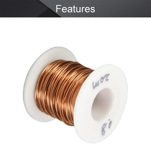 Fielect 0.8mm Inner Dia Magnet Wire Enameled Copper Wire Winding Coil 65.6Ft Length QA-1-155 2UEW Model Widely Used for A Variety of Motors...