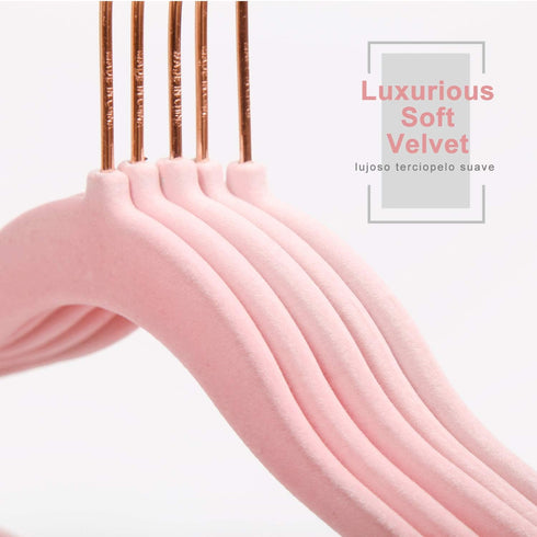 MIZGI Premium Kids Velvet Hangers (Pack of 50) with Copper/Rose Gold Hooks,Space Saving Ultra Thin,Non Slip Baby Hangers for Children's Skirt Dres...