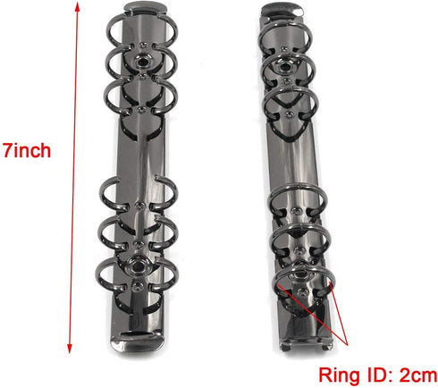 4pcs 6-Ring A6 Notebook Metal Binders Binder Mechanism Replacement Kit for DIY Loose Leaf Book DIY Photo Album Paper Storage Folder (Black)...