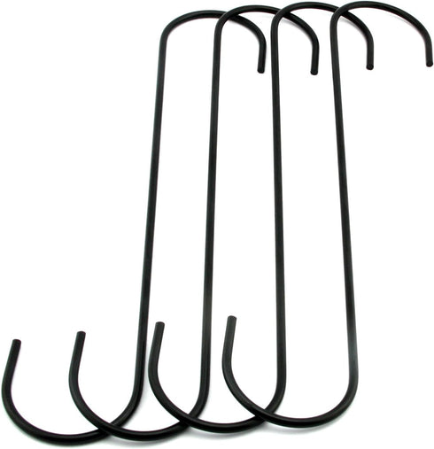 4 - Pack Extra Large 10"Black Antistatic Coating Steel Hanging Hooks S Shaped Heavy-Duty S Type Hooks,Best for Kitchenware, Pots, Utensils, Plants...