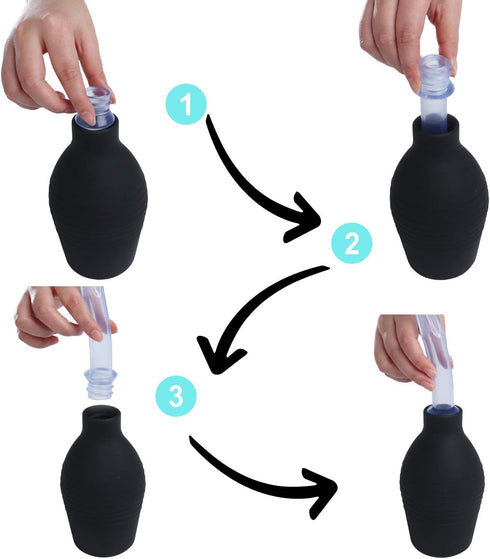 Anal Douche Enema Bulb Vaginal Douche Enema Cleaner for Women’s or Man’s Health (500ml Black and Transparent)...