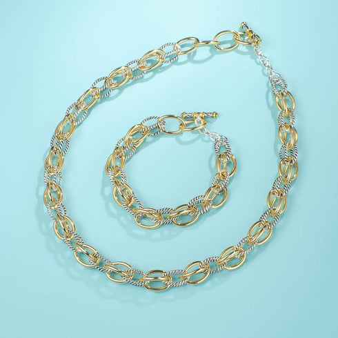 UNY JEWEL Luxury Fusion Twisted Cable Link Chain Bracelet for Women Shinny Designer Dupes Statement Jewelry Two Tone Gold Wire Link...