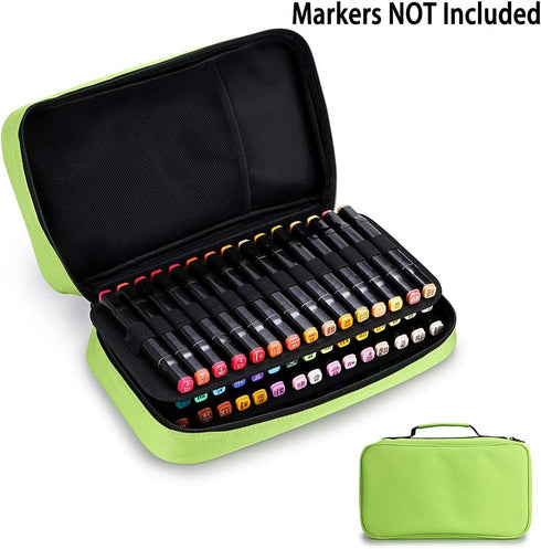 BTSKY Art Marker Carrying Case Lipstick Organizer-60 Slots Canvas Zippered Markers Storage for Touch Spectrum Noir Paint Sharpie Markers, Empty Wa...