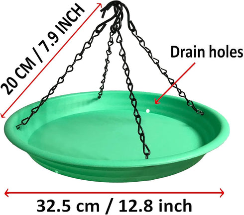 Large Hanging Bird Feeder Tray, Platform Seed Tray for Bird Feeders, Outdoor Garden Decoration for Backyard Attracting Wild Birds - Green...
