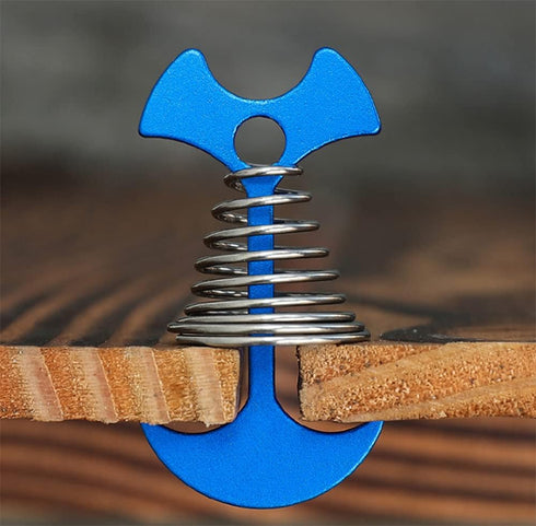 AKAOK 4 Pcs Fish Bone Tent Floor Nail Alloy Spring Buckle Deck Anchor Nail Adjustable Plywood Hook Accessories Outdoor Party Camping Wind Rope Hoo...