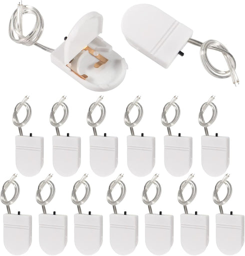 Aobao 15pcs cr2032 Battery Holder, Holder with Switch, Coin Cell 1 x 3V Button Leads On Off Switch (White)...