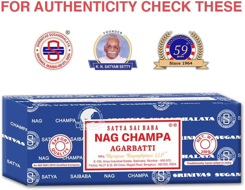 Satya Sai Baba Nag Champa Agarbatti, 250gms Hand Rolled Fine Quality Incense Sticks for Purification, Relaxation, Positivity, Yoga, Meditation...