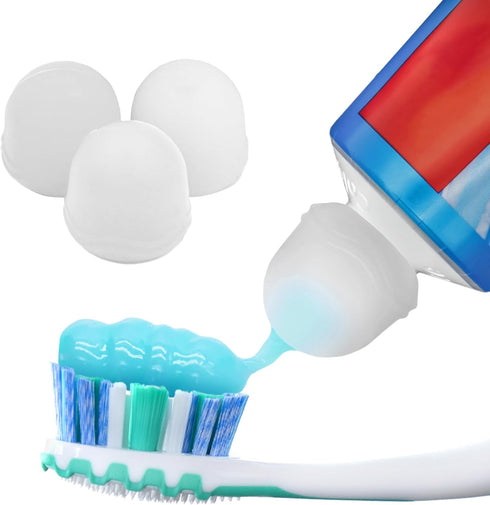 Chrome Cherry SqueezMe Self-Closing Toothpaste Caps, Silicone Lid for Kids & Adults, No Mess Toothpaste Dispenser, Self-Standing Easy Squeezer Cap...