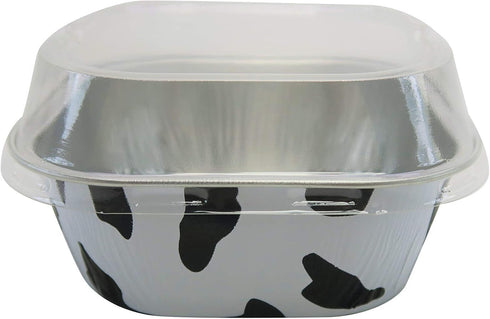 KitchenDance 4 Inch Baking Pan with Snap-On Lid - 8 oz. Square Colored Aluminum Pan - Oven, Freezer, Microwave Safe - Ideal for Catering, Restaura...