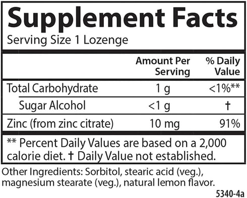 Carlson - Zinc-Ease, Soothing Lozenge, Immune Support & Optimal Wellness, Antioxidant, Lemon, 42 Lozenges...