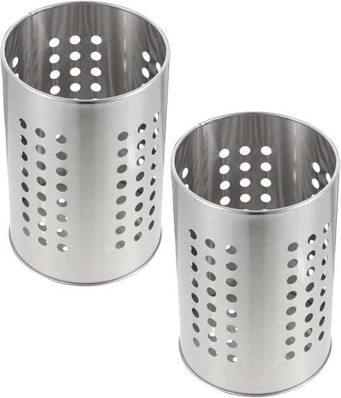 DOITOOL 2PCS Stainless Steel Kitchen Utensil Holders for Countertop Spoon Holder Silverware , Chopsticks Holder Spoon and Fork Holder for Restaura...