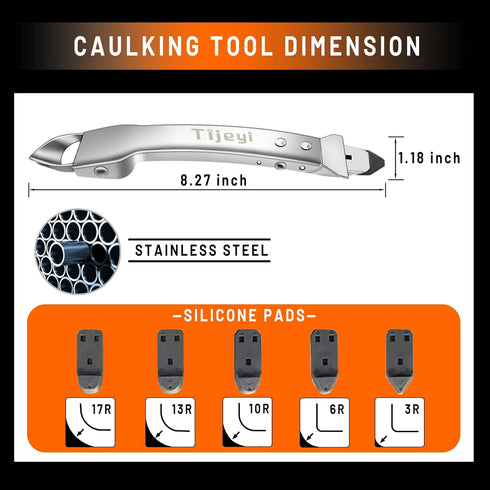 Caulking Tool Kit Stainless Steel Grout Removal Tool,4 in 1 Tile Caulk Remover Tool,Silicone Scraper Caulk Finishing Tools for Kitchen Bathroom Fl...