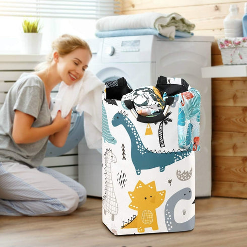 senya Large Storage Basket with Handles Collapsible Organizer Bin Laundry Hamper for Nursery Clothes Toys, Dino Scandinavian Style...