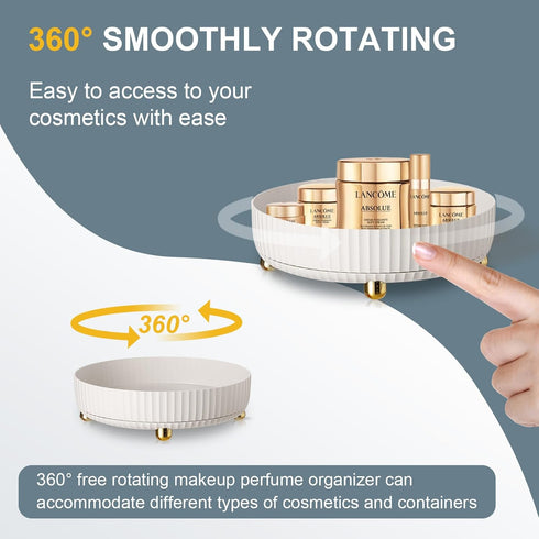 Makeup Perfume Organizer Cosmetic Tray, 360 Degree Rotating Makeup Organizer, Lazy Susan Large Capacity Cosmetic Desk Storage Lotions Display Case...