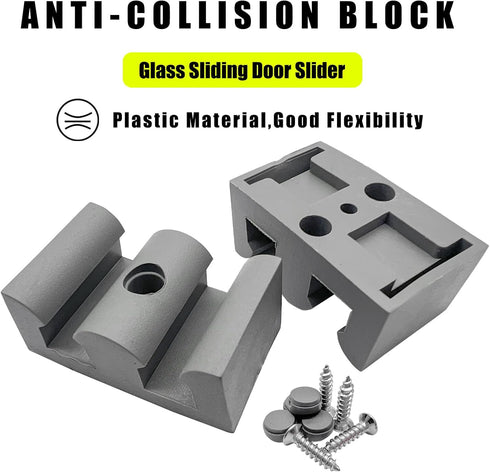 52mm Bathroom Sliding Door Glass Anti-Collision Block Side Guide Rail for Shower Door Bathroom Sliding Door Bumper Shower Room Accessories(4pcs,Gr...