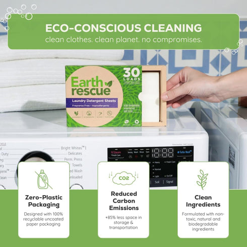 Laundry Detergent Sheets - Up To 60 Loads (30 Sheets) - Unscented, Hypoallergenic, Concentrated Liquidless Dry Laundry Detergent, Ideal For Sensit...