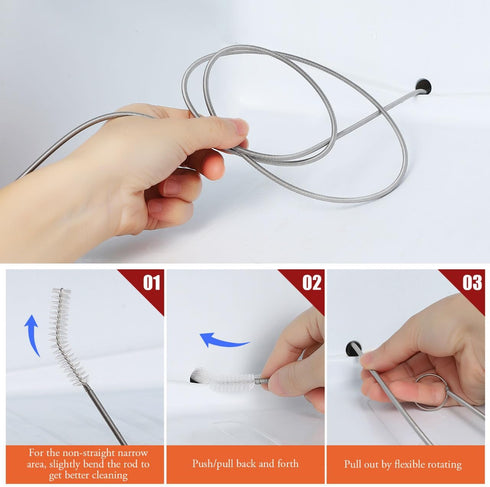 Long Drain Brush, Flexible Pipe Cleaning Brush, Fridge Cleaning Tool for Cleaning Feeding Tube, Siphon Hose, Sunroof Drain, Refrigerator Drain, Fi...