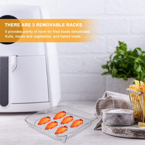 Square Air Fryer Rack,3 Layer Stainless Steel Stackable Dehydrato-r Rack with An-ti-scalding Clip,Stainless Steel Multi-Layer Dehydrato-r Rack Air...