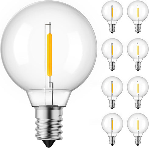 Brightown G40 Replacement LED Light Bulbs, 10 Pack Clear Globe Bulb fits E12 C7 Candelabra Screw Base Sockets, 1.5 Inch Dimmable Edison Light Bulb...