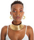 6 Pieces Gold African National Tribal Costume Accessories Set Long Neck Collar Necklaces Metal Bracelet Gothic Chunky Nose Hoop Chain Swirl Earrin...