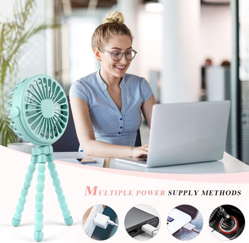 Suteng Stroller Fan Flexible Tripod Clip On Baby Fan, Battery Operated Mini Portable Handheld Fan for Car Seat Crib Stroller, USB Rechargeable Sma...