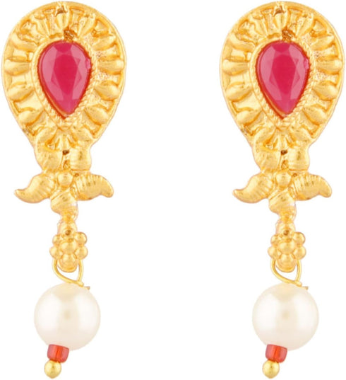 Efulgenz Indian Wedding Bridal Jewelry for Women Antique Gold Tone Floral Choker Necklace Faux Pearl Drop Dangling Earrings Kundan Bridal Set Indi...