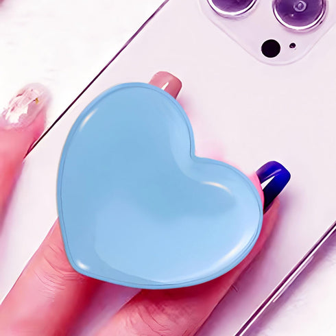 Cute Heart-Shaped Phone Grip - Sky Blue Love Handle Phone Grip, Large 3D Collapsible Crystal Phone Mount Holder Stand, Compatible with Kindle, iPh...