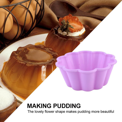 10 Pcs Moldes Para Gelatinas 2.8in Flower Silicone Baking Cups Silicone Donut Molds for Baking Egg Tart Mold Silicone Cupcake Molds...