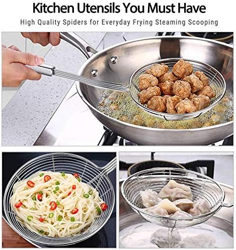 Versatile Stainless Steel Spider Strainer/Skimmer/Ladle for Cooking and Frying, Chirano Kitchen Gadgets Wire Strainer Pasta Strainer Spoon (6 Inch...