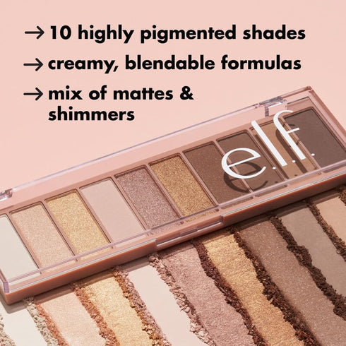 e.l.f. Perfect 10 Eyeshadow Palette, Ten Ultra-pigmented Nude, Matte Shades, Blendable Formula, Vegan & Cruelty-free, Nude Mood (Packaging May Var...