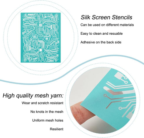 2 PCS Circuit Board Silk Screen Stencil 8.5x11 Inch Reusable Adhesive Stencil Circuit Stencil Patterns for Painting Background Mesh Adhesive Scree...