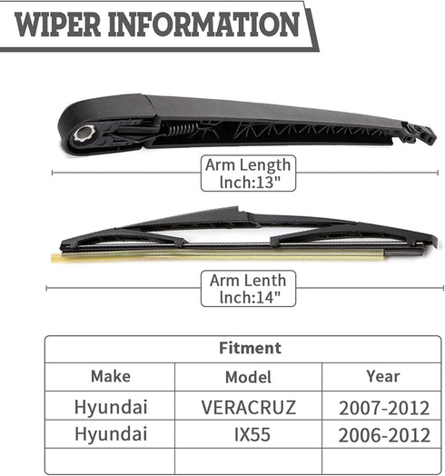 Rear Wiper Arm Blade Nut Set Replacement for Hyundai Veracruz 2007-2012 IX55 2006-2012, Rear Wiper Cover Accessories Assembly, Wiper Cap Set for B...
