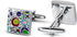 Silver Plated Cufflinks for Men Colorful Rainbow Crystal Cuff Links Wedding Gift...
