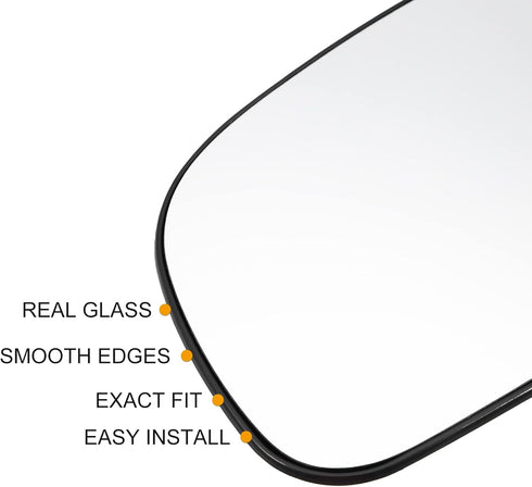 X AUTOHAUX Car Rearview Left Driver Side Heated Mirror Glass Replacement W/Backing Plate for Jeep Grand Cherokee 1999-2004...