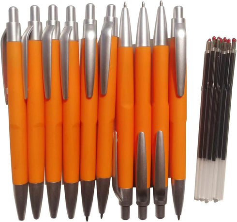 10 Ballpoint Pens,Retractable,Office Pens,1.0 mm Orange Pens Black Ink,Send 10 pcs ballpoint pen refills,Used for Office Writing Work Records.(Ora...