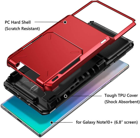 Vofolen Case for Galaxy Note 10+ 10 Plus Case Wallet 4-Slot Pocket ID Card Holder Scratch Resistant Dual Layer Protective Bumper Rubber Armor Hard...