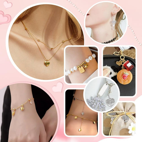 PH PandaHall 150 Pcs 15 Styles Heart Charms, Alloy Heart Pendants Tibetan Style Thank You Charms for Jewelry Earring Bracelet Necklace Pendant Mak...