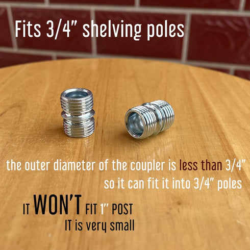 Véga 4 Piece Small Threaded Pole Connectors Compatible with Little 3/4"" Shelving Post, Shelving Post Coupler Connector for Extending Wire Rack Sh...