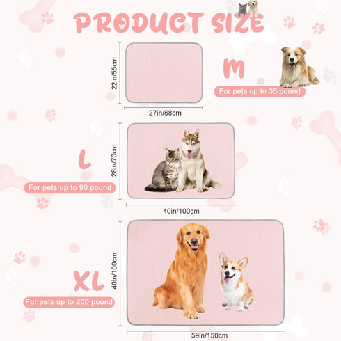 Summer Dog Cooling Mat Washable Ice Silk Self Cool Pad for Small Medium Large Dogs and Cats, Pet Sleeping Pad for Crate, Bed, Indoor & Outdoor Flo...