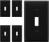 ENERLITES Toggle Light Switch Wall Plate, Gloss Finish, Standard Size 1-Gang 4.50" x 2.76", Unbreakable Polycarbonate Thermoplastic, 8811-BK-5PCS,...