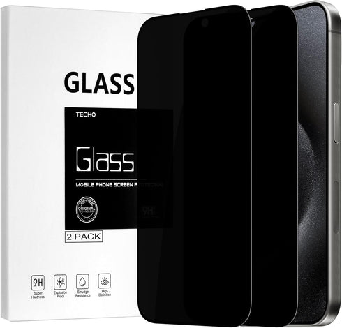 Privacy Screen Protector for iPhone 15 Pro Max Tempered Glass Film, Full Coverage Edge to Edge, Anti Spy Private, 9H Hardness, 2 Pack, 6.7 Inch...