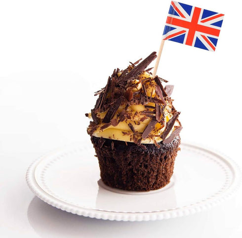 100 Pack British Flag Toothpicks Union Jack Cupcake Topper Picks for Birthday Party Cake Decorations...