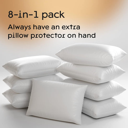 Niagara 2 Pack Standard Pillow Protectors with Zipper, Premium Cotton Sateen Blend Tight Weave Lab Tested Non Noisy Zip Covers Breathable Non Crin...