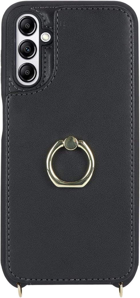 for Samsung Galaxy A13 5G Case with Card Holder and Strap for Women,Crossbody Lanyard,Ring Stand,Snap Clasp,Phone Wallet Cases 6.5 inch(Black)......