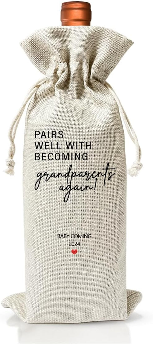Becoming A Grandparent Gift Wine Bag 2024, Grandparent To Be Gift, Promoted to New Grandparent Gift, Baby Pregnancy Reveal Gift, Baby Announcement...
